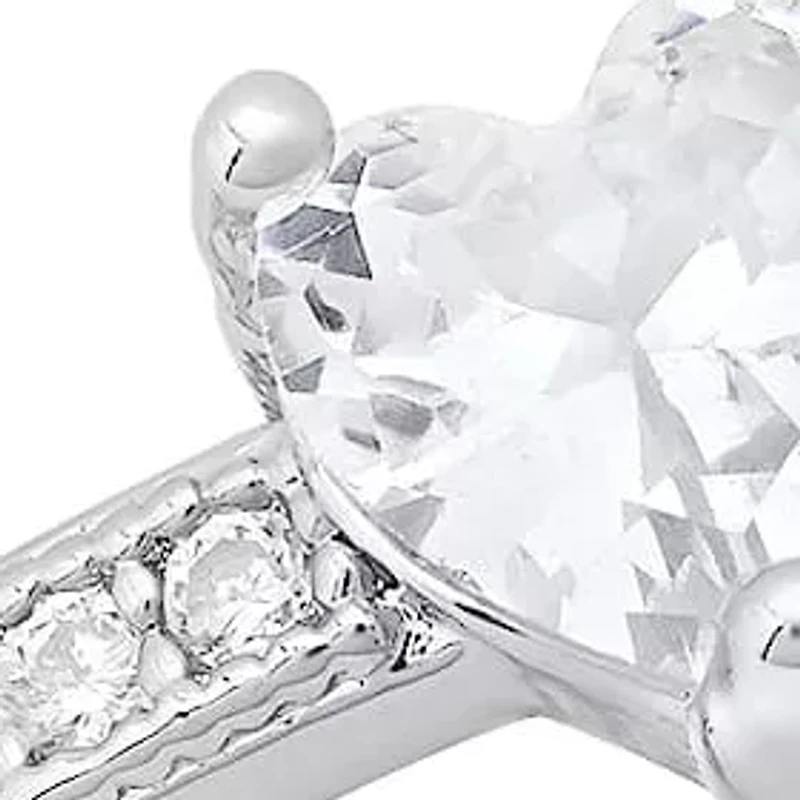 Ladies 18k white gold plated brass simulated heart shape diamonds band ring
