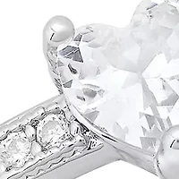 Ladies 18k white gold plated brass simulated heart shape diamonds band ring