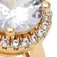 Ladies 18k gold plated brass and simulated diamonds engagement ring