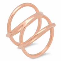 Ladies 18k rose gold plated stainless steel double x ring