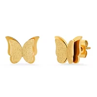 Ladies stainless steel sand dusted butterflies stud earrings