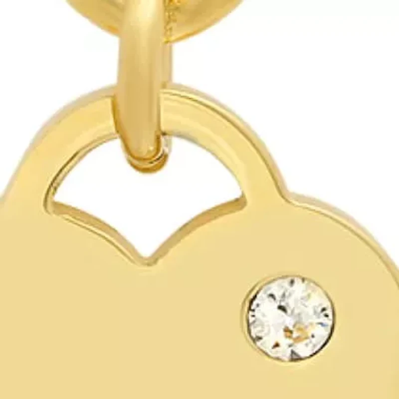 Ladies 18kt gold plated stainless steel rolo heart necklace adorned with swarovski crystals