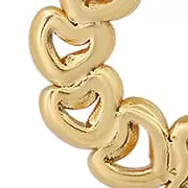 Ladies 18k gold plated stainless steel heart link chain hoop earrings