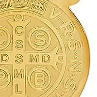 Ladies 18kt gold plated stainless steel st benedict double circle laser engraved scapular religious necklace