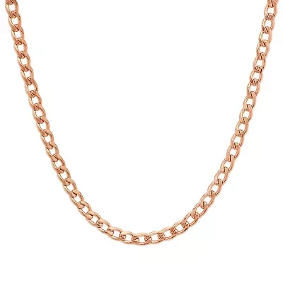 Ladies 18k rose gold plated stainless steel cuban chain necklace
