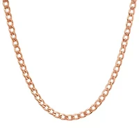 Ladies 18k rose gold plated stainless steel cuban chain necklace