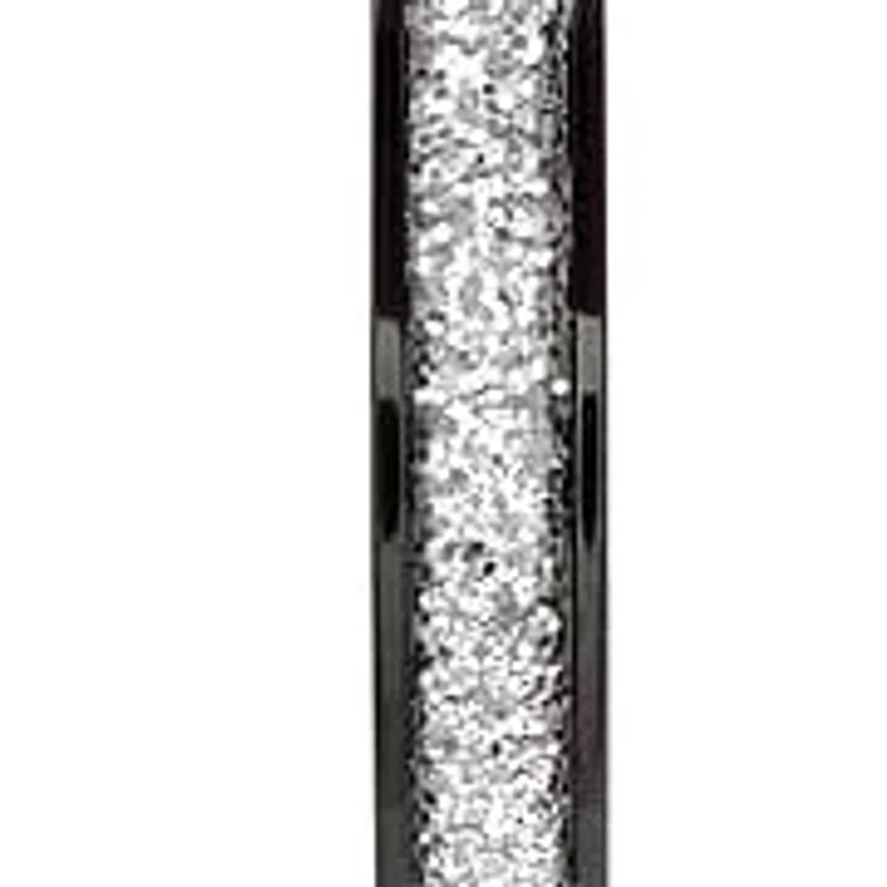 Stainless steel black onyx plated silver glitter hoop earrings