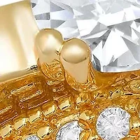 Ladies 18k gold plated brass and simulated diamonds engagement/band rings 2pc set