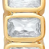 Ladies 18k white gold plated brass and simulated diamonds huggie earrings