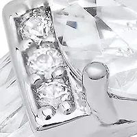 Ladies 18k white gold plated brass and simulated diamonds engagement ring