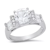Ladies 18k white gold plated brass and simulated diamonds engagement ring