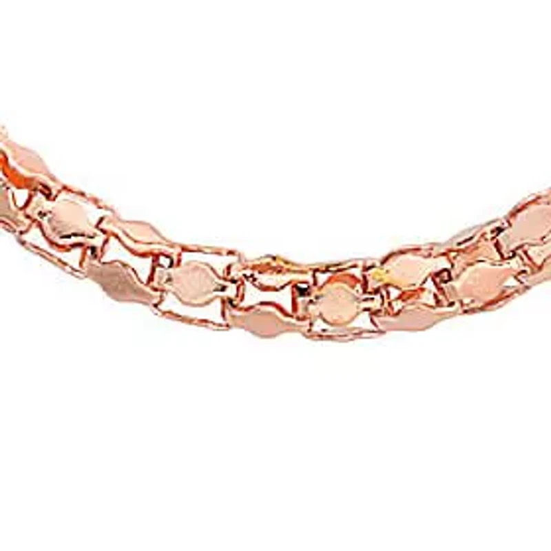 Ladies 18k rose gold plated stainless steel round box chain necklace