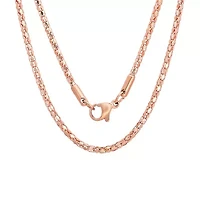 Ladies 18k rose gold plated stainless steel round box chain necklace