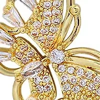 Ladies 18k white gold plated brass and simulated diamonds butterfly pendant