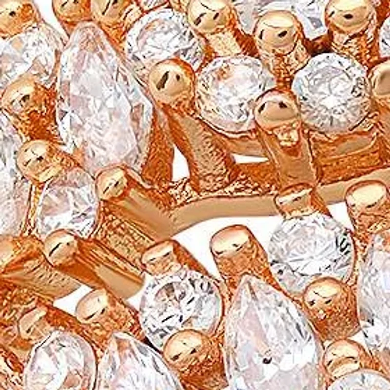 Ladies 18k gold plated brass simulated diamonds band and engagement ring set