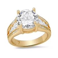 Ladies 18k gold plated brass and simulated diamonds engagement ring