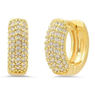 Ladies 18k white gold plated brass simulated diamonds huggie earrings