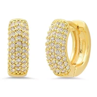 Ladies 18k white gold plated brass simulated diamonds huggie earrings