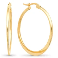 Ladies 18k gold plated stainless steel flat hoop earrings