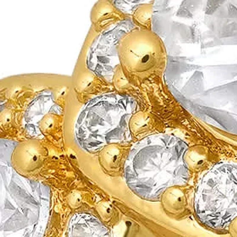 Ladies 18k gold plated brass and simulated diamonds engagement ring