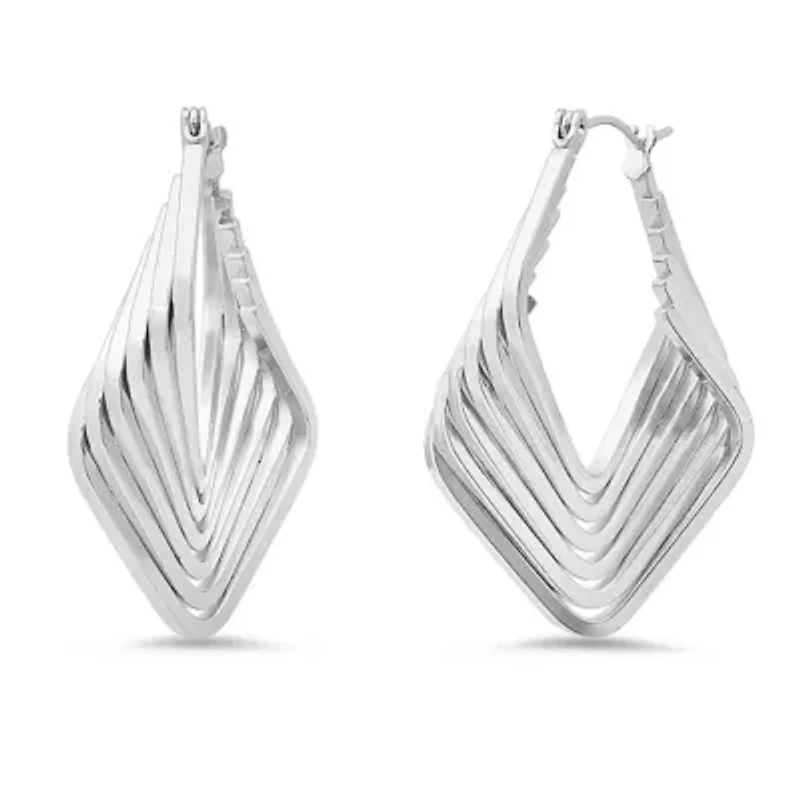 Ladies 18k gold plated stainless steel geometric irregular multilayered huggie earrings