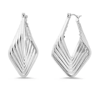 Ladies 18k gold plated stainless steel geometric irregular multilayered huggie earrings