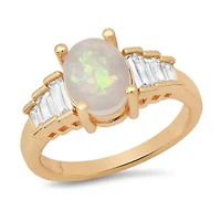 Ladies 18k gold plated brass and simulated diamonds engagement ring