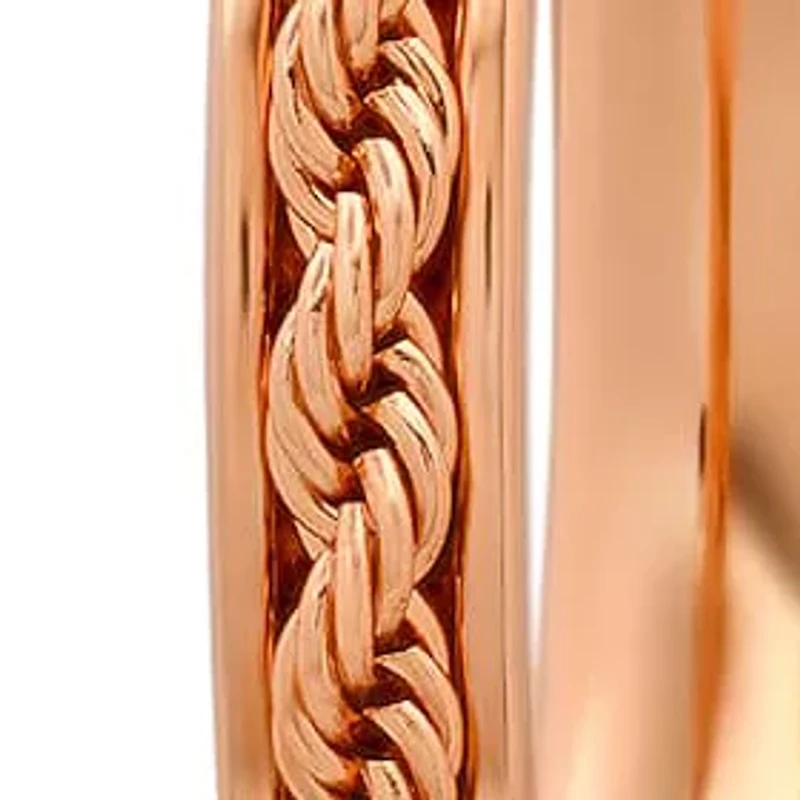 Ladies 18k rose gold plated stainless steel rope chain hoop earrings