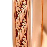 Ladies 18k rose gold plated stainless steel rope chain hoop earrings