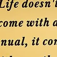 Ladies 18k rose gold plated stainless steel " Life doesn't come with a manual..." round pendant adorned heart shape swarovski crystal charm