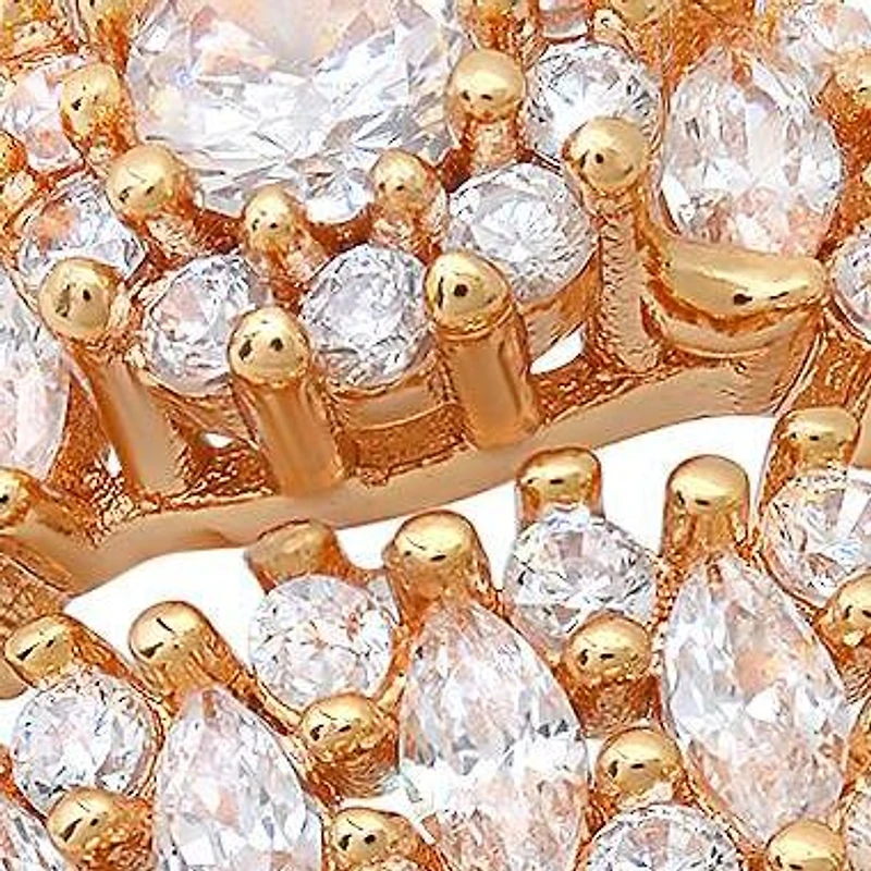 Ladies 18k gold plated brass simulated diamonds engagement/band ring set