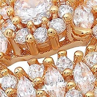 Ladies 18k gold plated brass simulated diamonds engagement/band ring set