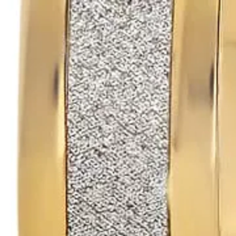 Ladies stainless steel hoop earrings with shimmer and simulated diamonds