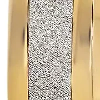 Ladies stainless steel hoop earrings with shimmer and simulated diamonds