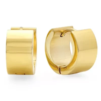 Ladies 18k gold plated stainless steel huggie earrings