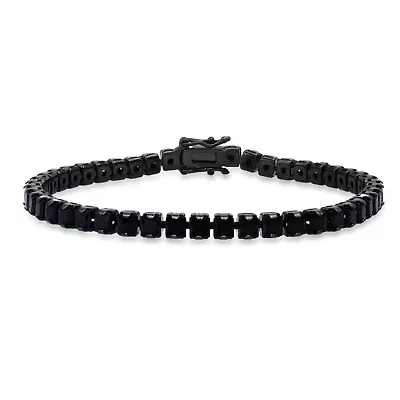 Unisex black ip brass simulated diamonds tennis bracelet