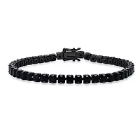 Unisex black ip brass simulated diamonds tennis bracelet