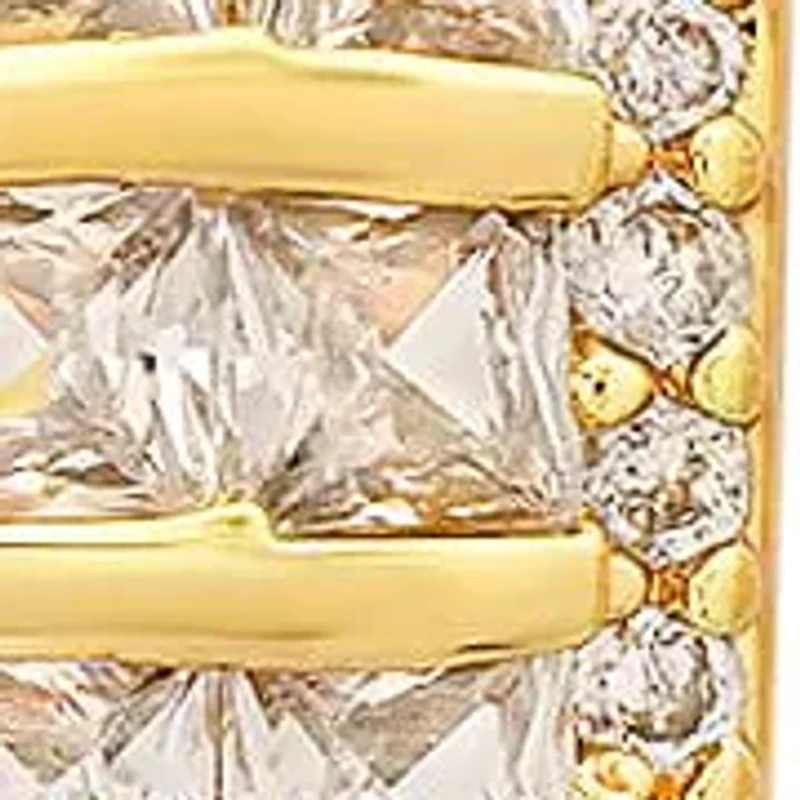 Ladies 18k gold plated brass and simulated diamonds huggie earrings