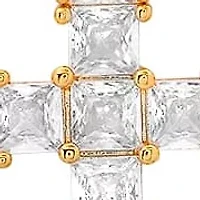 Ladies 18k white gold plated brass and simulated diamonds cross pendant