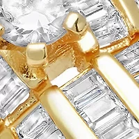 Ladies set of 2 18k gold plated brass round and baguette cut simulated diamond rings