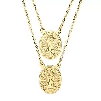 Ladies 18kt gold plated religious/our lady of guadalupe scapular necklace