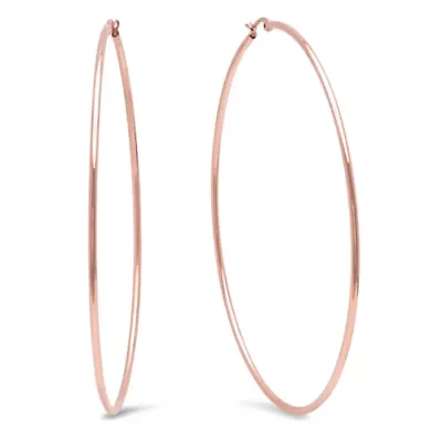 Ladies stainless steel flat hoops earrings
