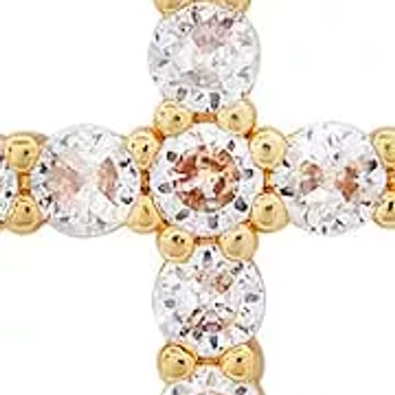 Ladies 18k white gold plated brass and simulated diamonds cross earrings/pendant set