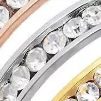 Ladies tritone stainless steel simulated diamonds 3 pc rings