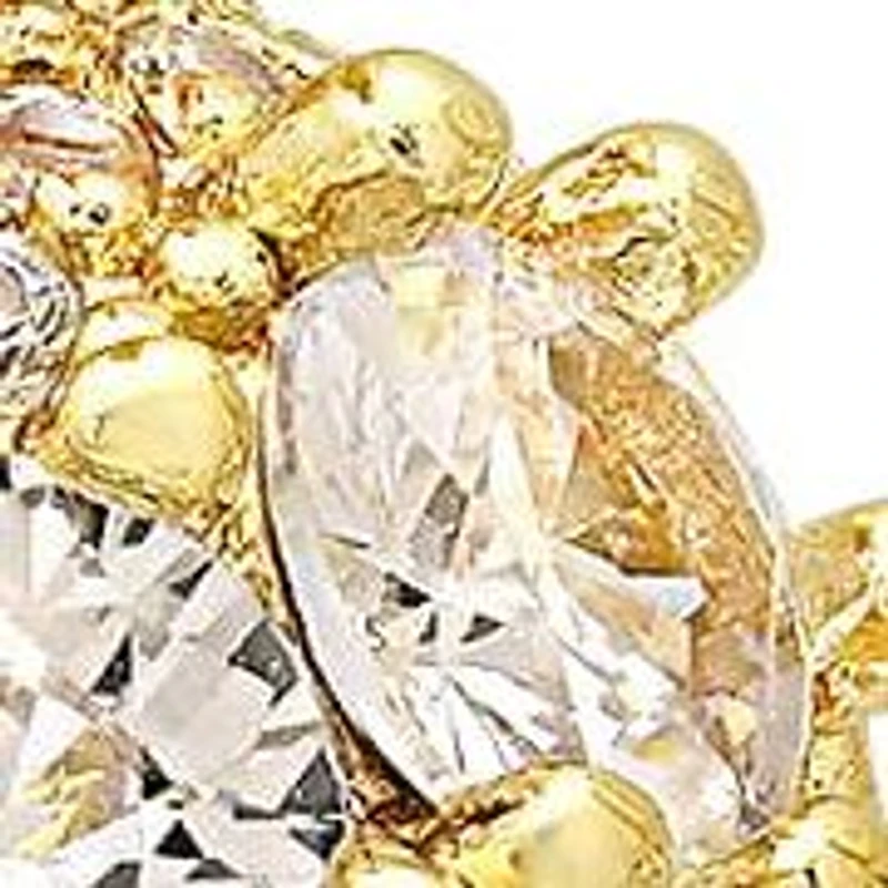 Ladies 18k gold plated brass simulated diamonds fire ball dangle drop huggie earrings