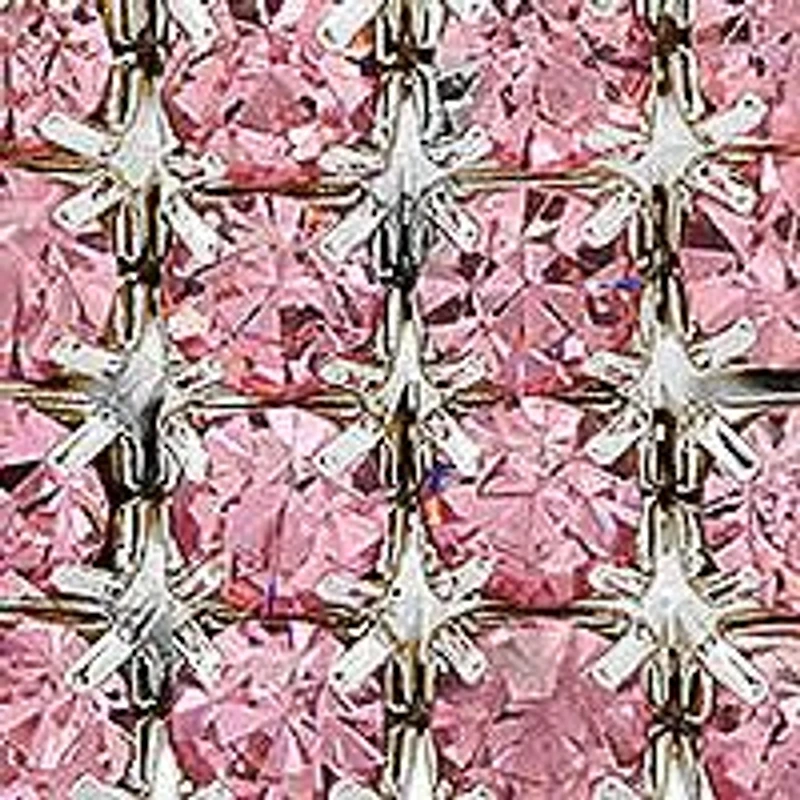 Ladies metallic stretch bracelet and ring set with simulated pink diamonds