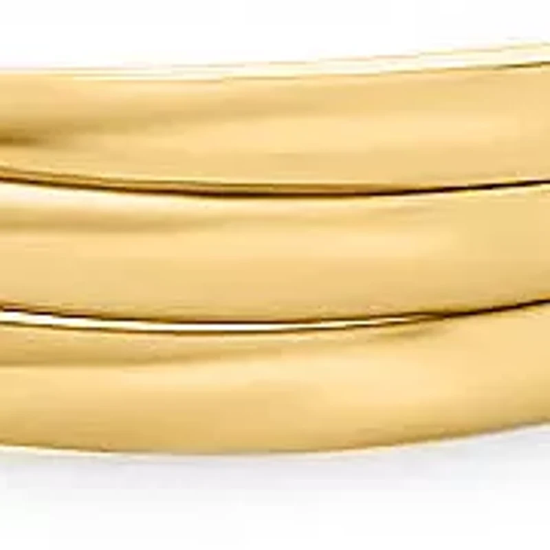 Ladies set of 3 intertwine bangle bracelet 18k gold plated with shiny finish