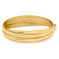 Ladies set of 3 intertwine bangle bracelet 18k gold plated with shiny finish