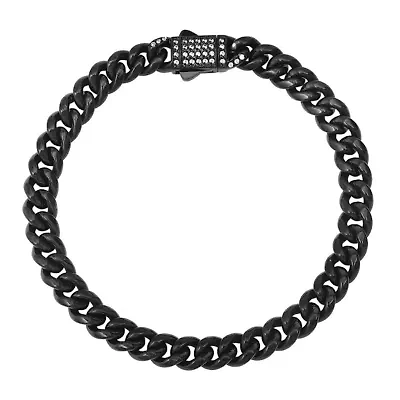 Ladies stainless steel and simulated diamonds cuban link bracelet