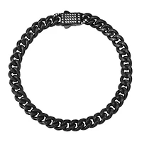 Ladies stainless steel and simulated diamonds cuban link bracelet